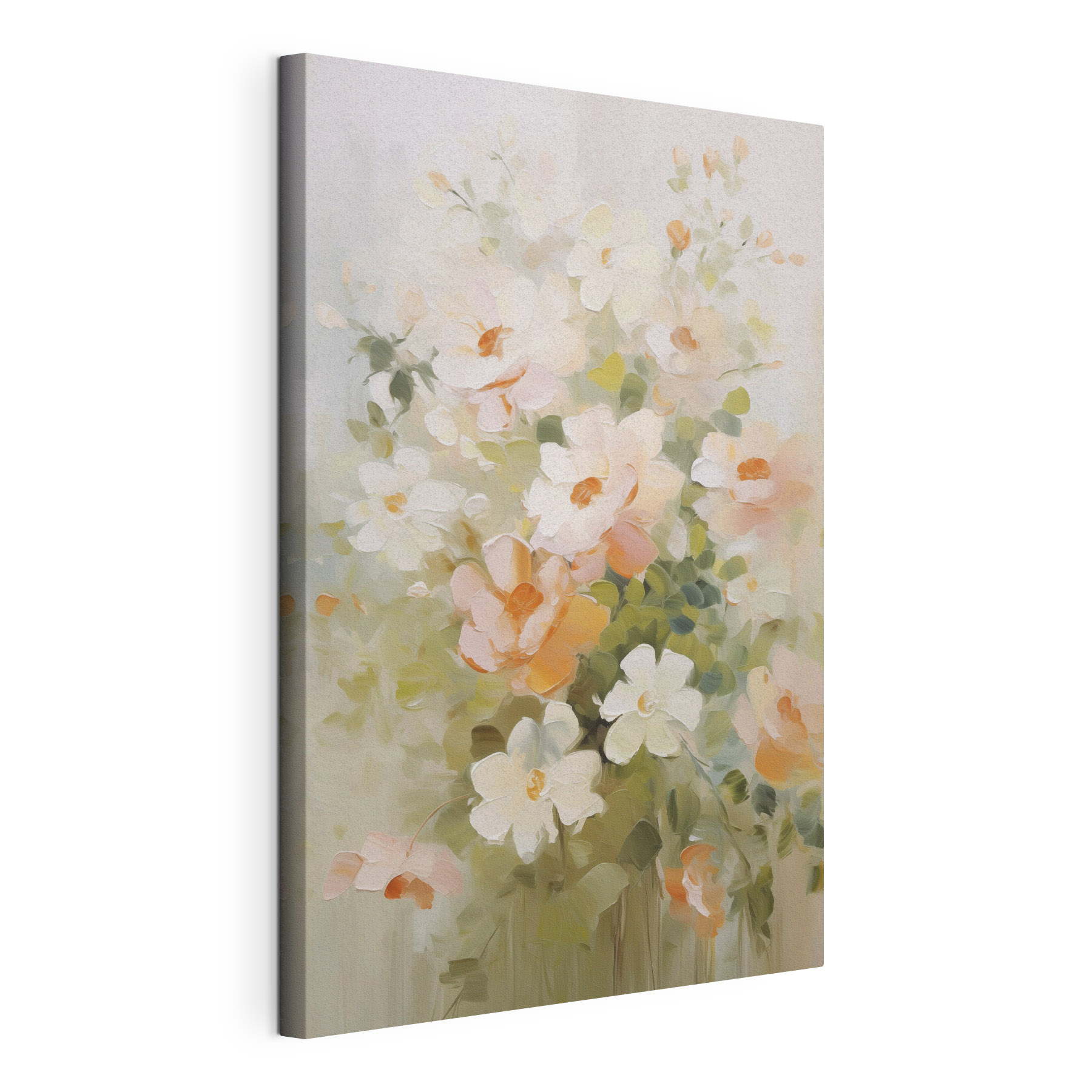 Painting of flowers on a white surface
