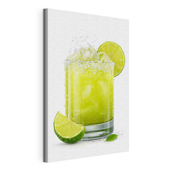 Egy pohár lime-lé jéggel és lime-szeletekkel Vászonképek Egy pohár lime-lé jéggel és lime-szeletekkel