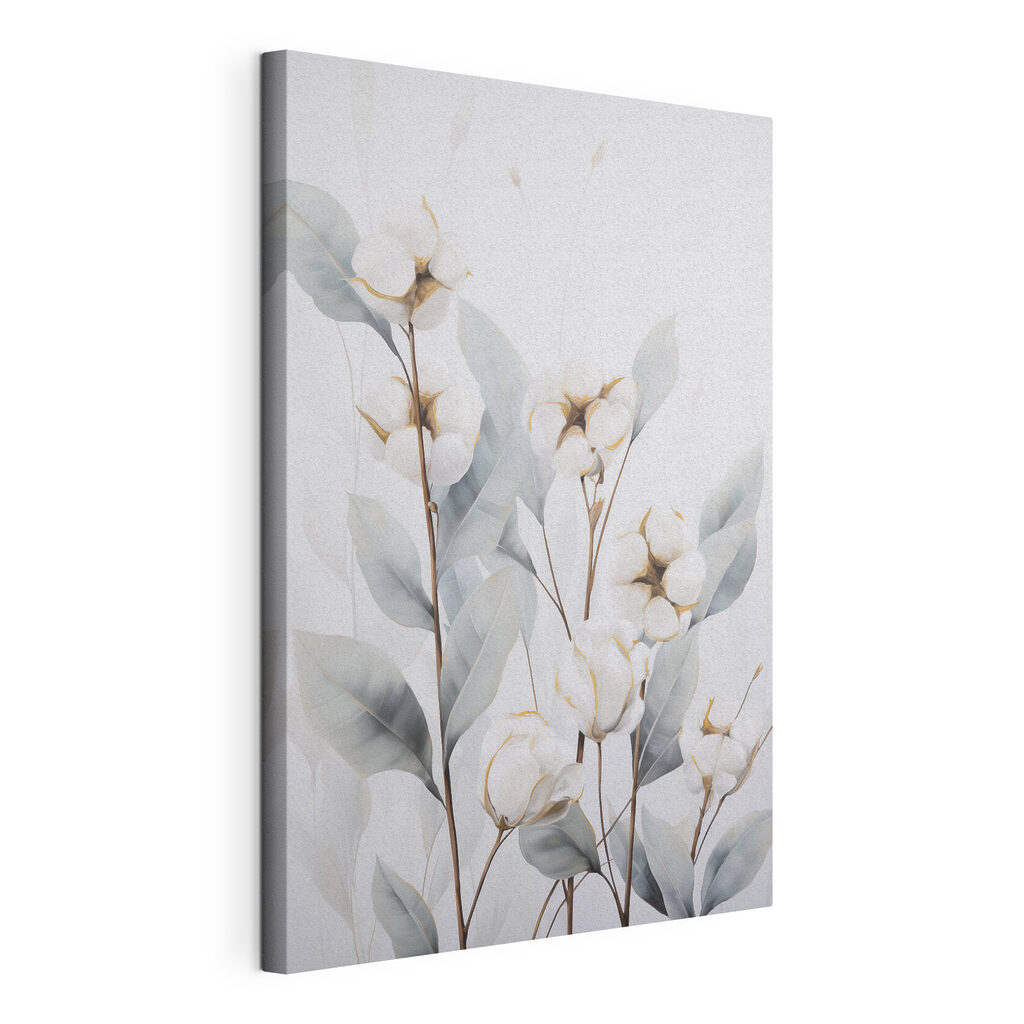 Painting of cotton flowers and leaves Painting of cotton flowers and leaves