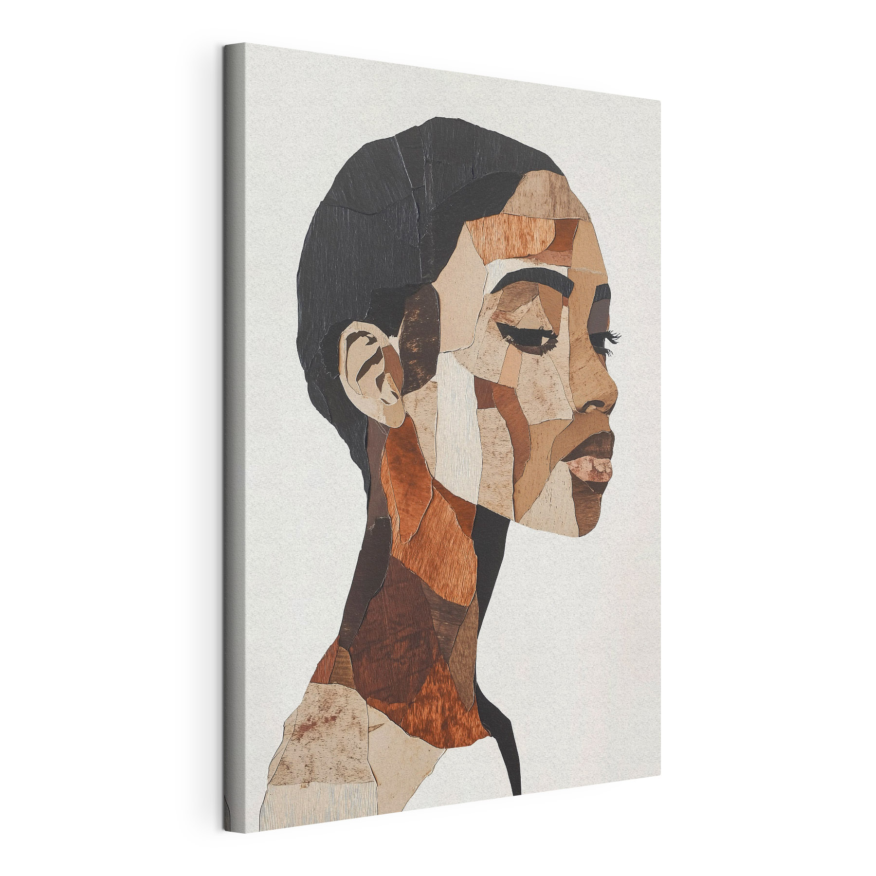 Woman's face with different colors of wood Woman's face with different colors of wood