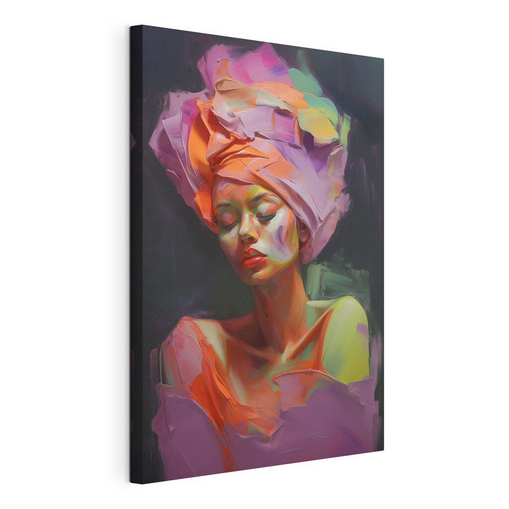 Woman with colorful fabric on her head Woman with colorful fabric on her head