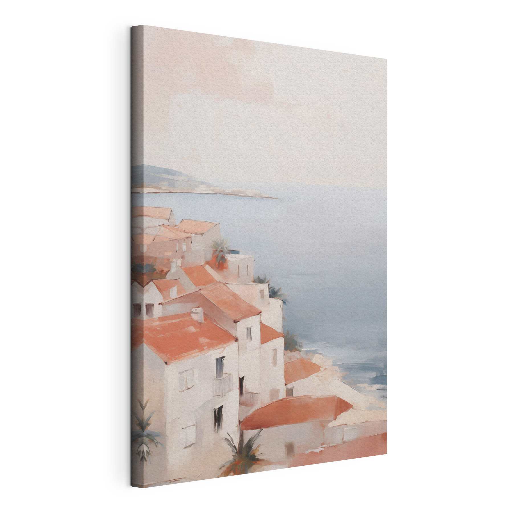 Watercolor of a town by the sea Watercolor of a town by the sea