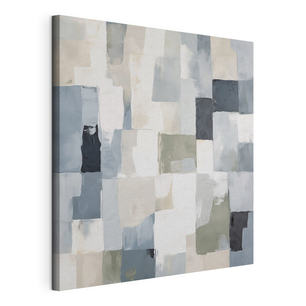Painting of squares in different shades of gray and black