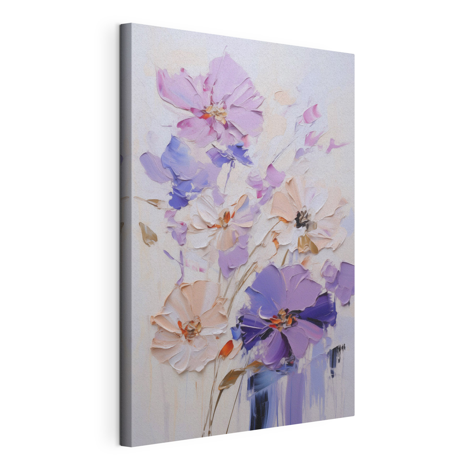 Painting of flowers on a white surface