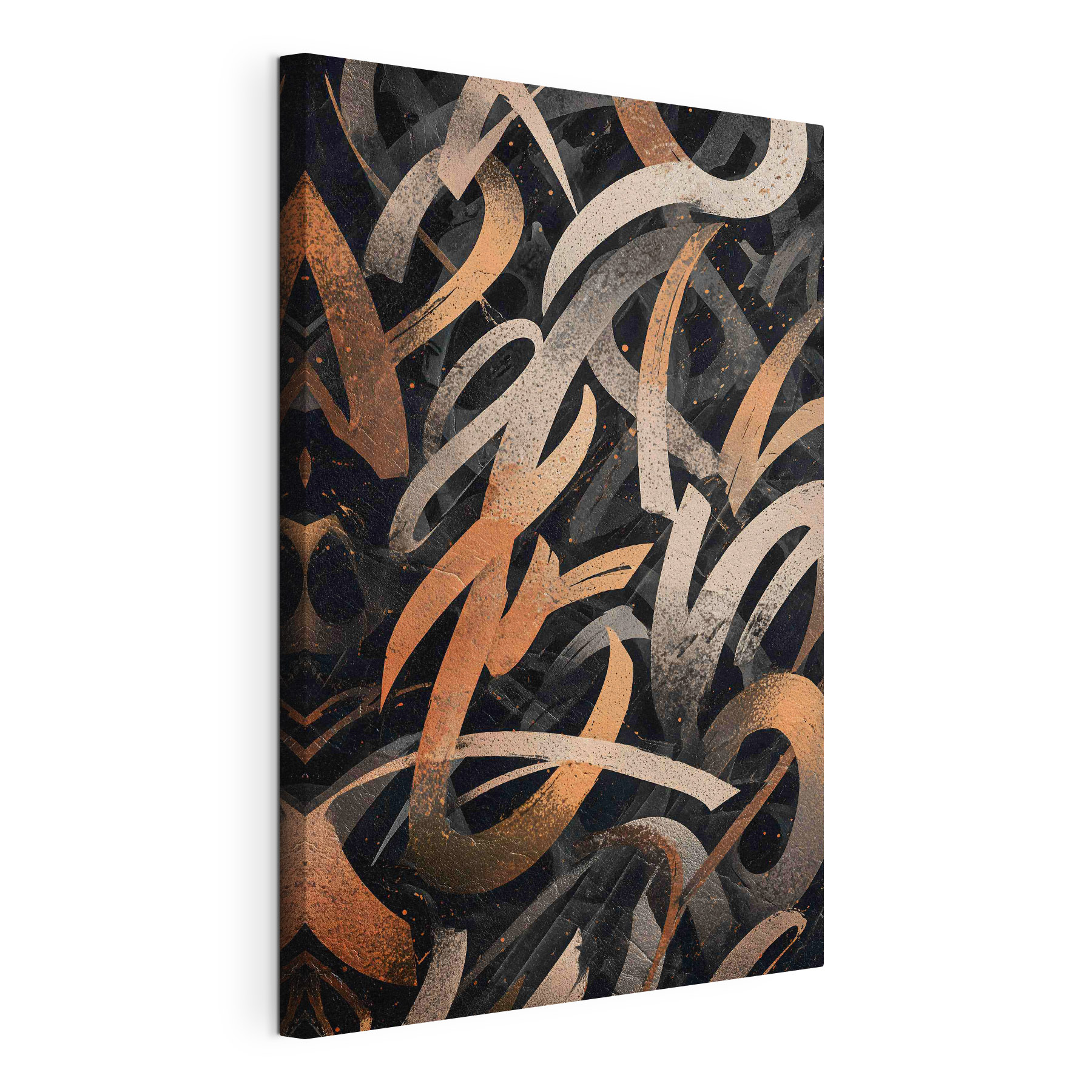 Black and orange brush strokes