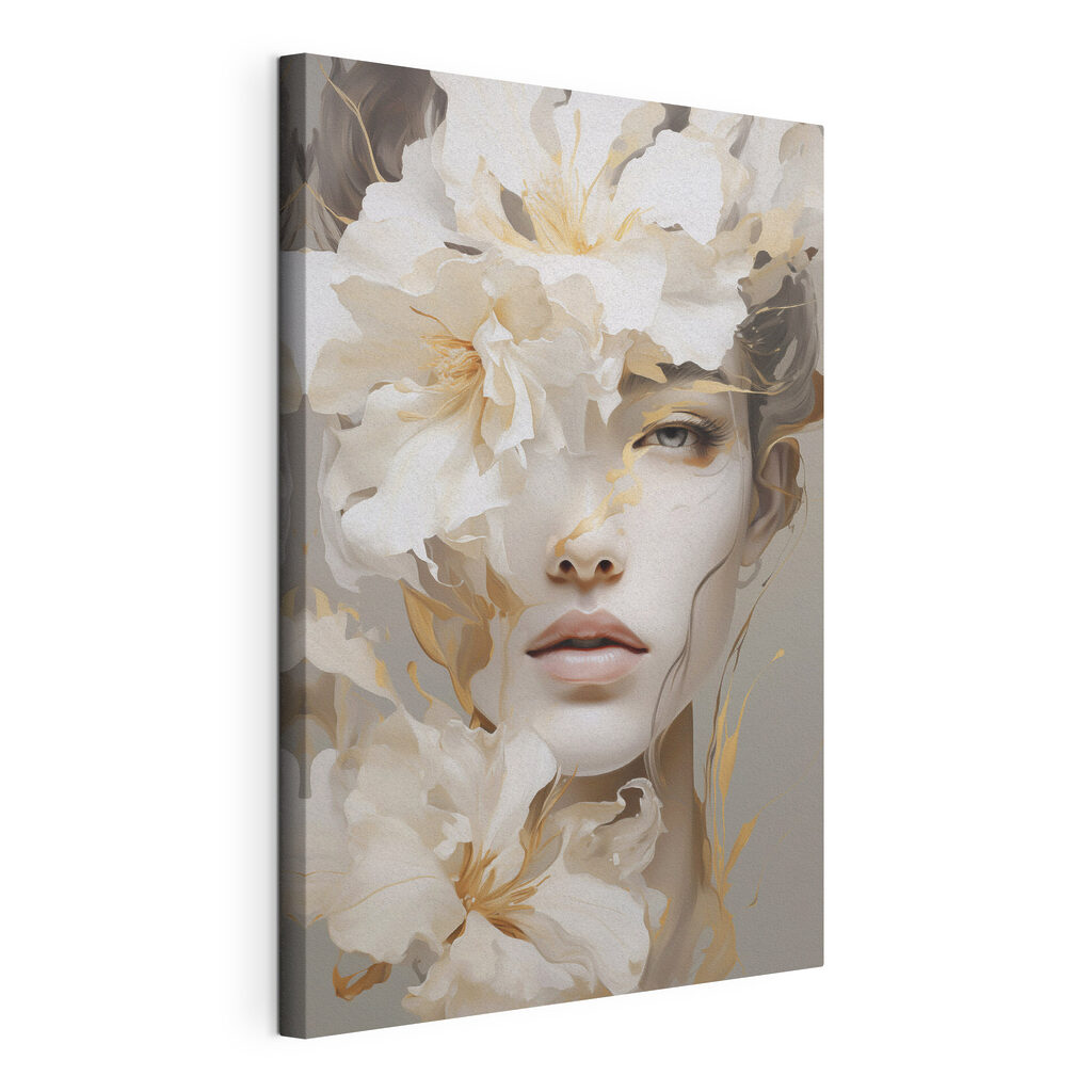 Woman with flowers on her face