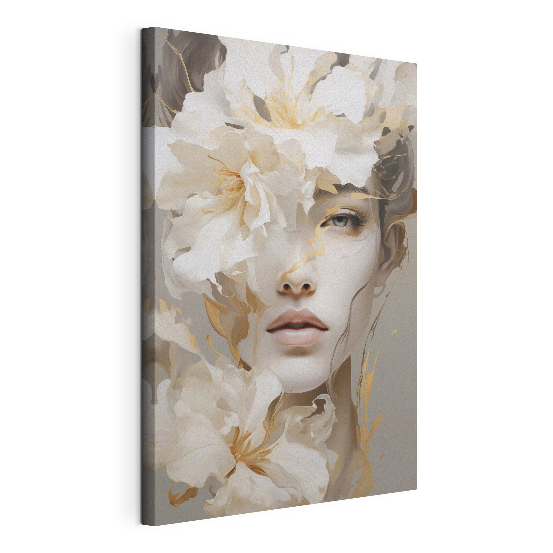 Woman with flowers on her face