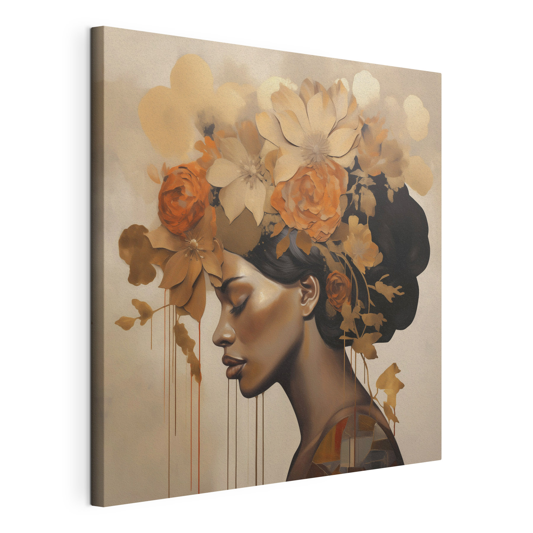 Painting of a woman with flowers in her hair Painting of a woman with flowers in her hair