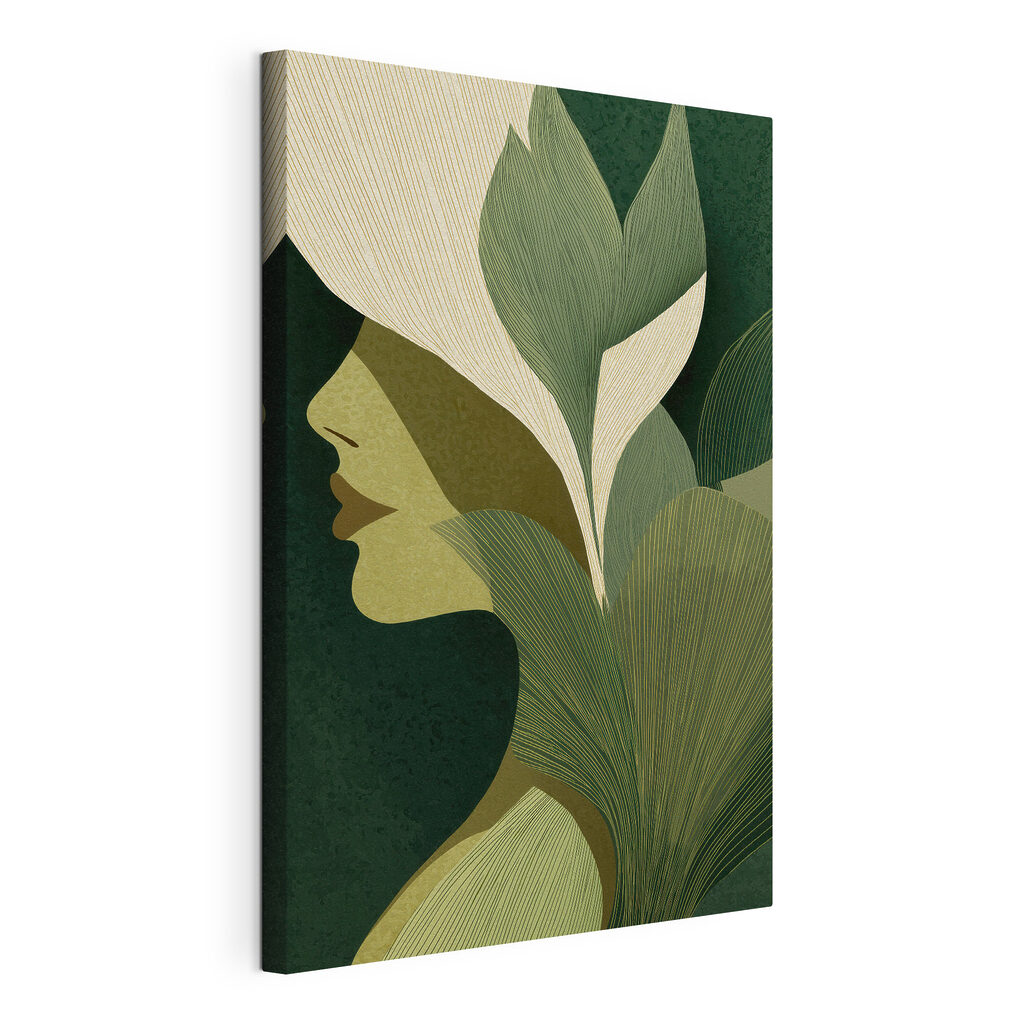 Woman's face with leaves