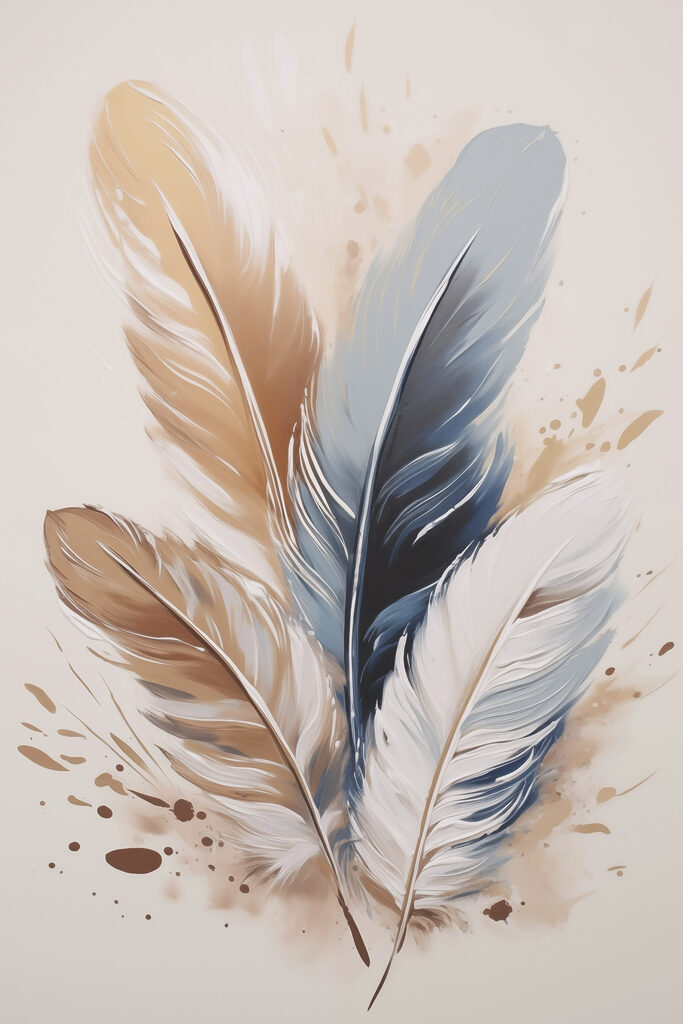 Group of feathers on a white surface Group of feathers on a white surface