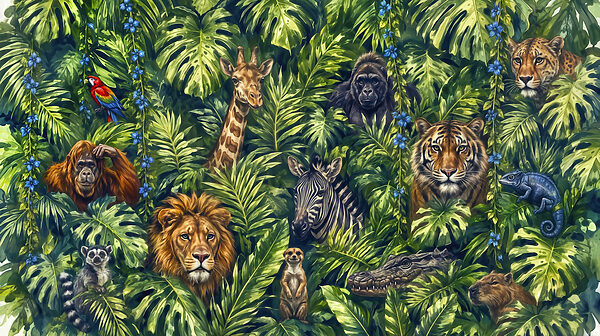 Group of animals in a jungle