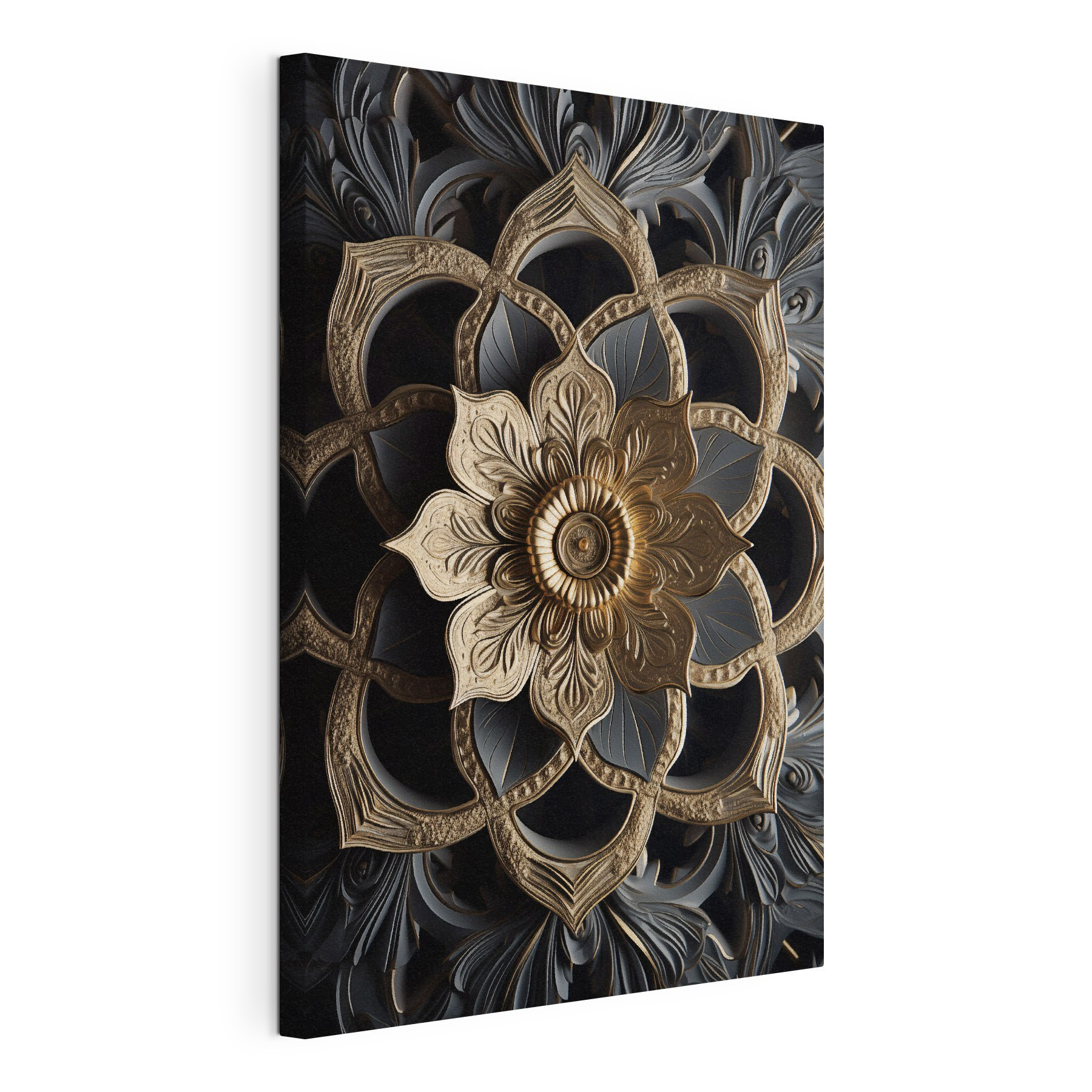 Intricate floral design in dark tones