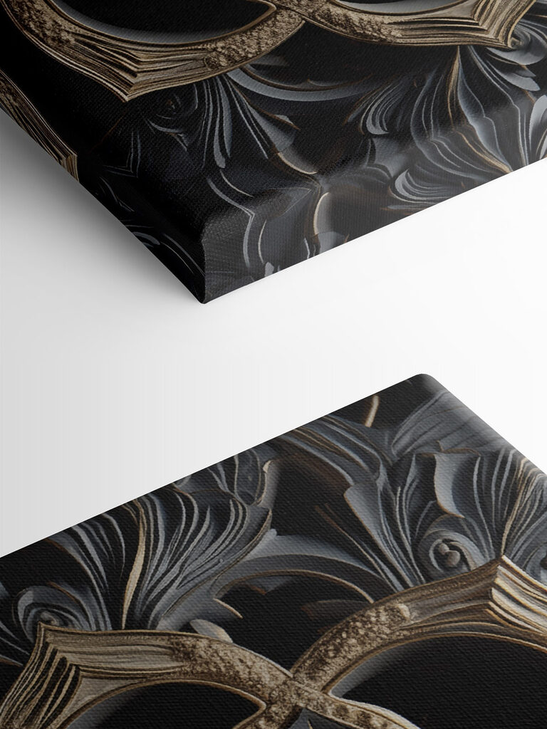 Intricate floral design in dark tones