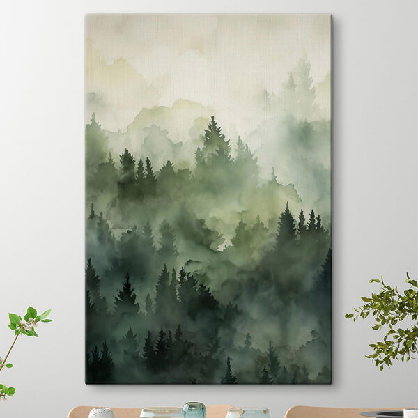 Foggy forest with trees