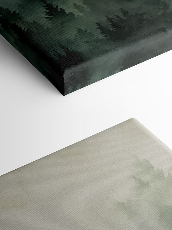 Foggy forest with trees