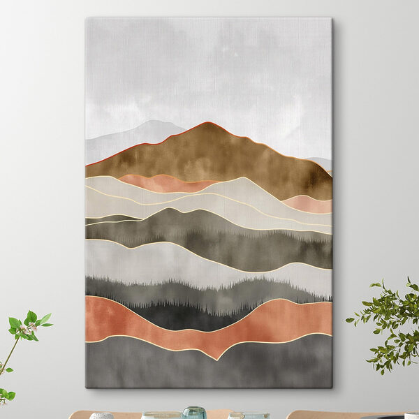 Painting of hills with trees