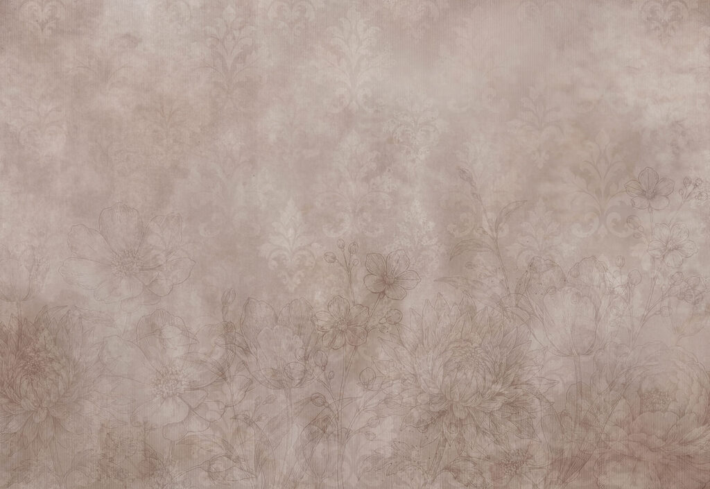 Soft floral patterns on muted background