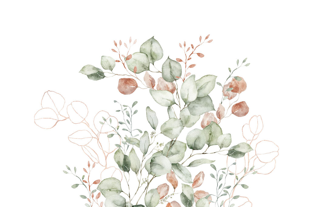 Watercolor painting of leaves and branches Watercolor painting of leaves and branches