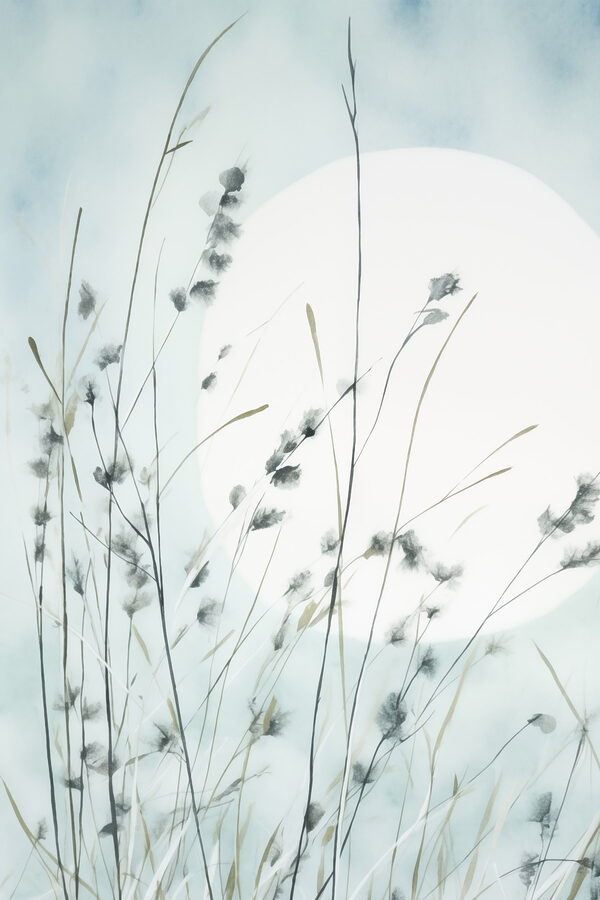 Gentle grass silhouette against the moon