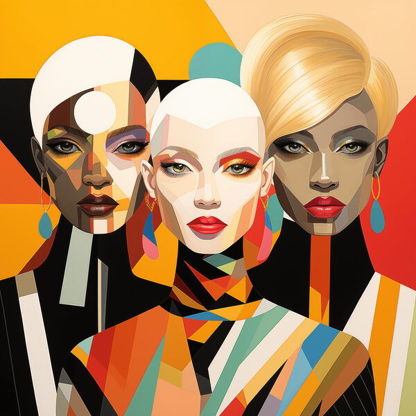 Group of women with different colored faces
