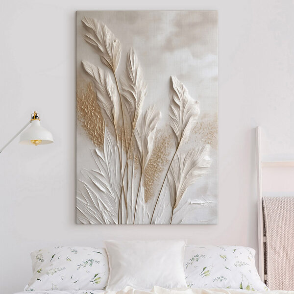 White feather on a white surface