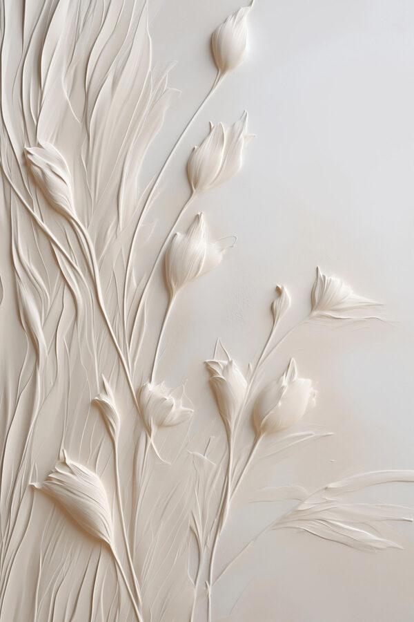 White flower art on a white surface