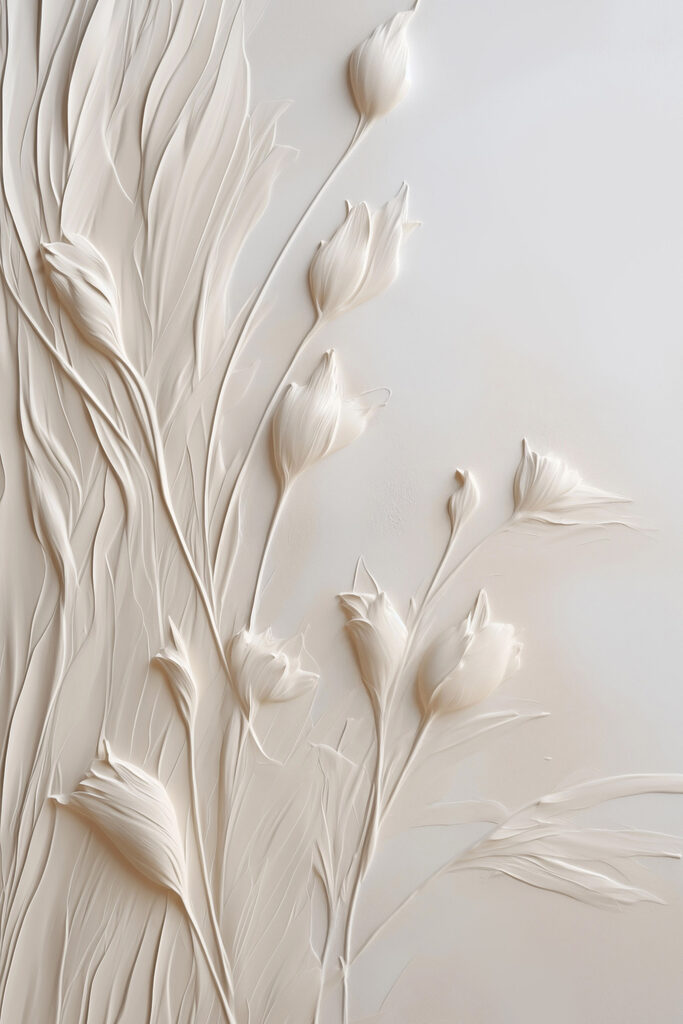 White flower art on a white surface