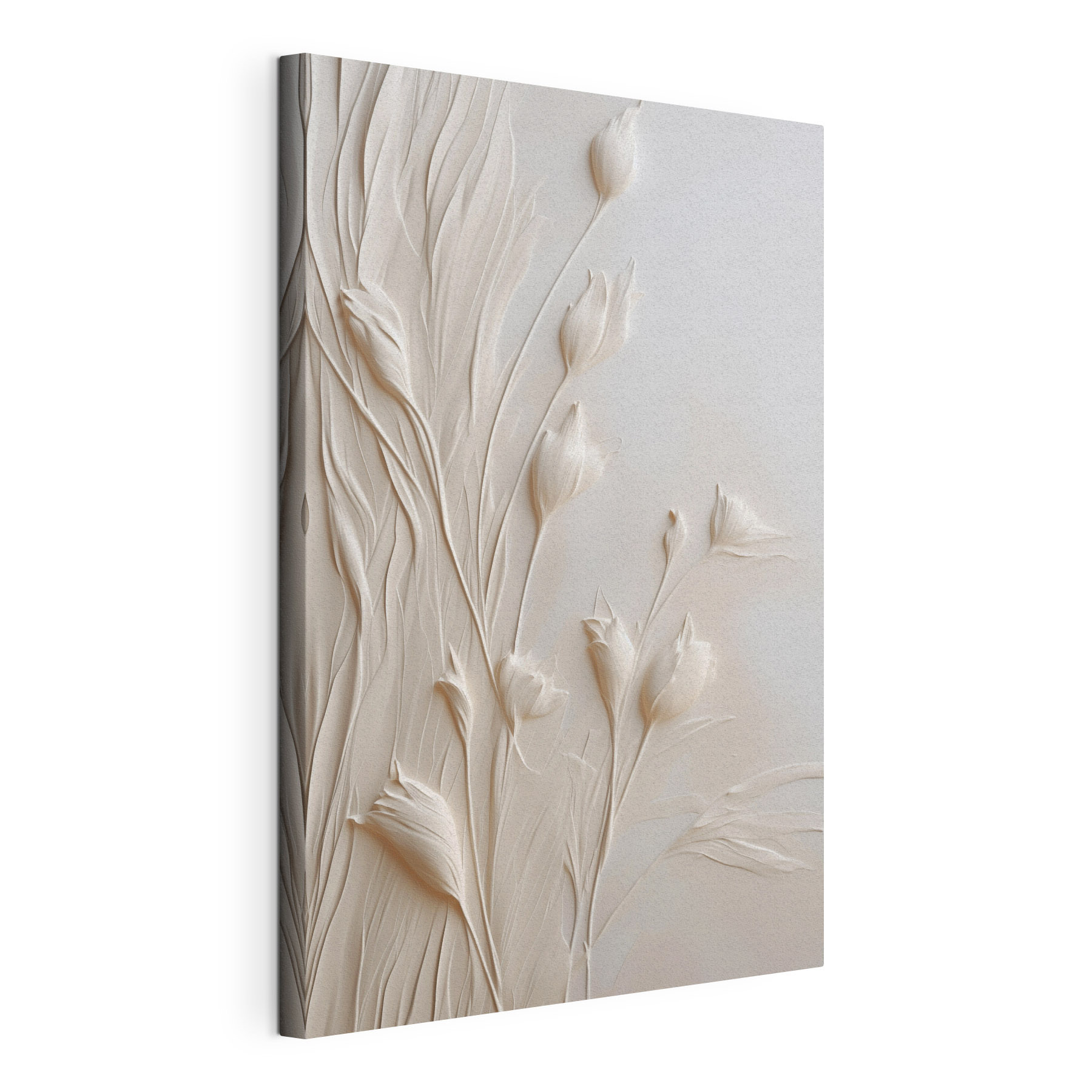 White flower art on a white surface