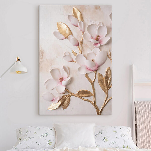 White and pink flowers on a marble surface
