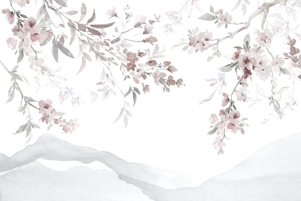 Painting of flowers on a white background
