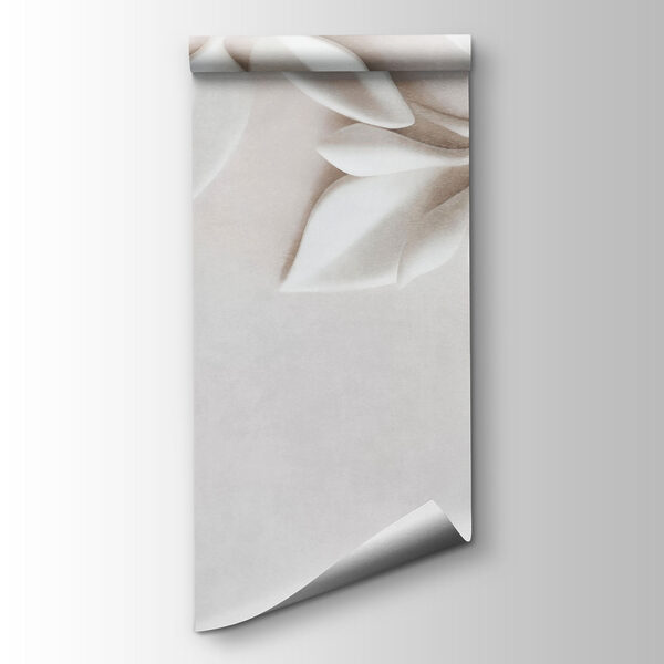 White wall with white flowers and leaves