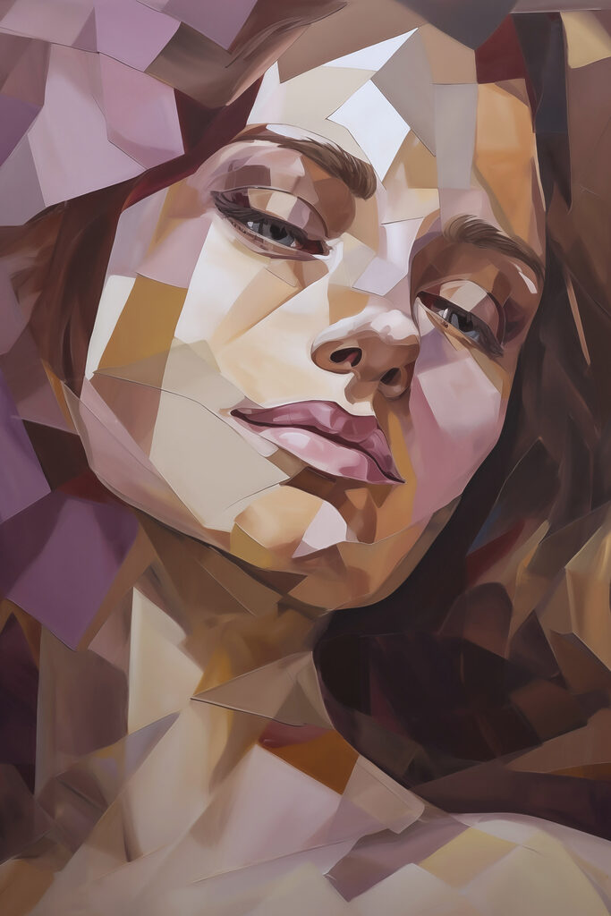 Woman's face with low polygons Woman's face with low polygons