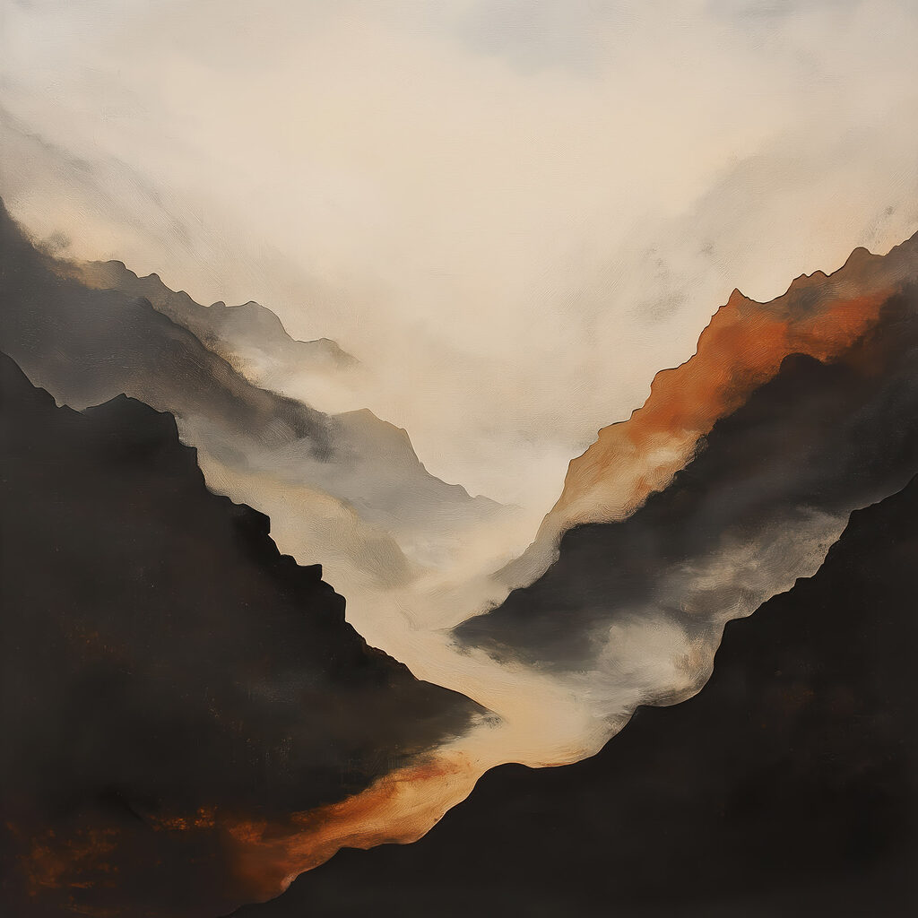 Mountain range with smoke