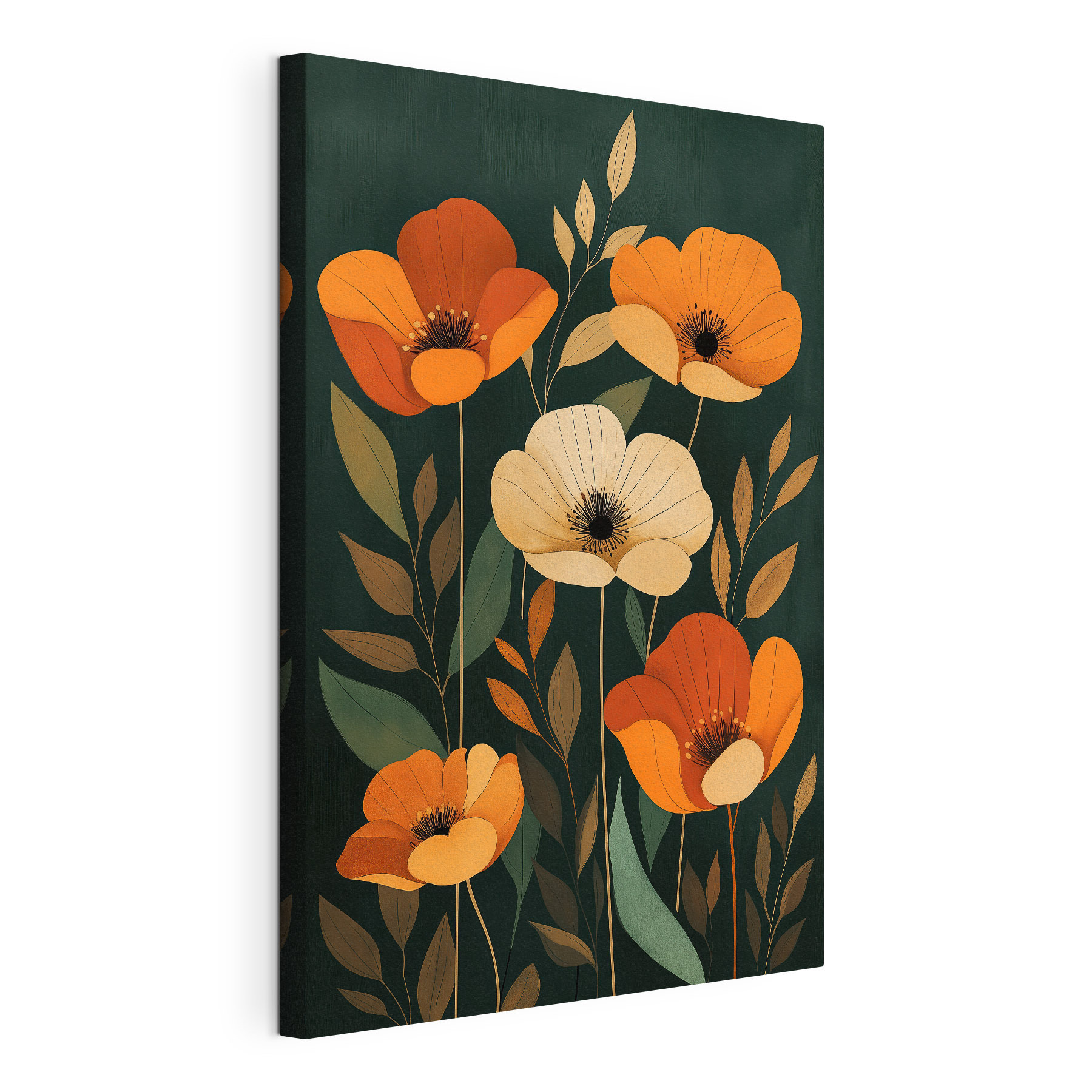 Painting of flowers and leaves
