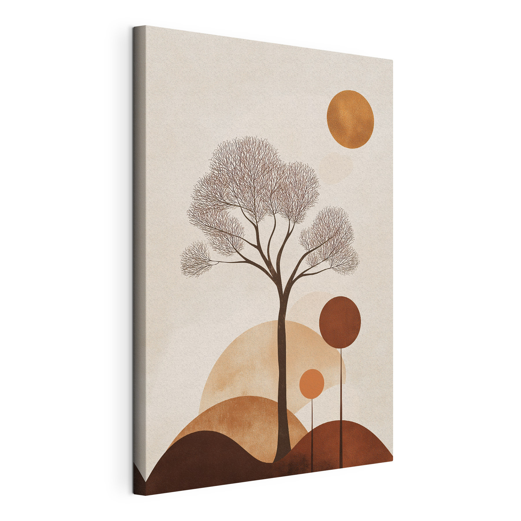 Tree with brown circles and a white background Tree with brown circles and a white background