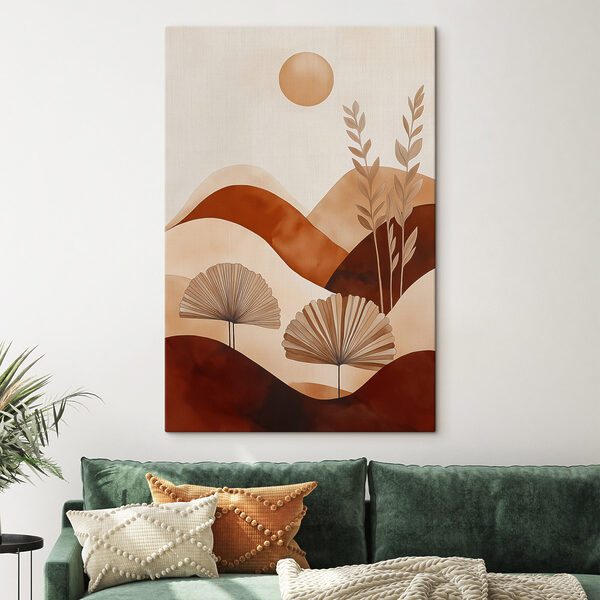 Painting of a landscape with plants and hills