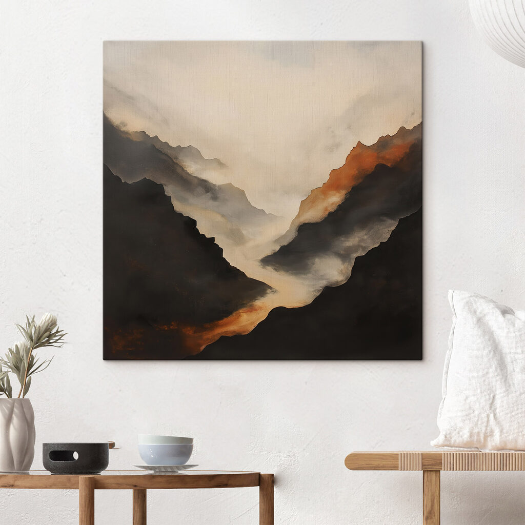 Mountain range with smoke