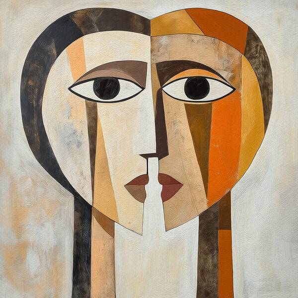 Painting of a face and heart