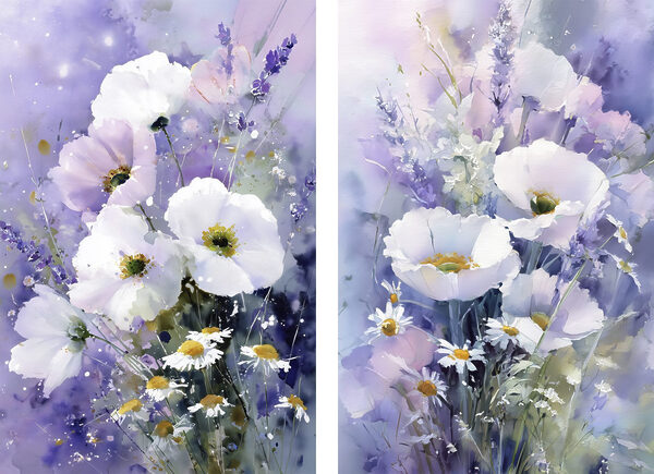 Delicate blooms dancing in soft hues