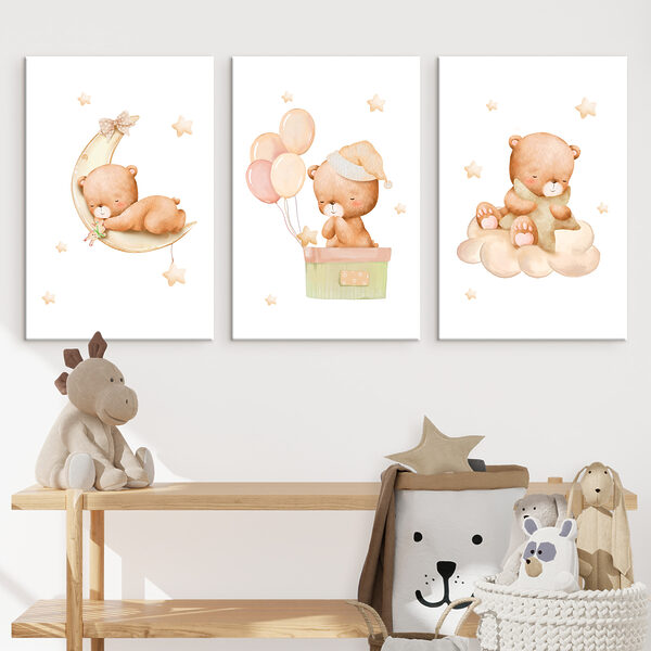 Teddy bear in a box with balloons