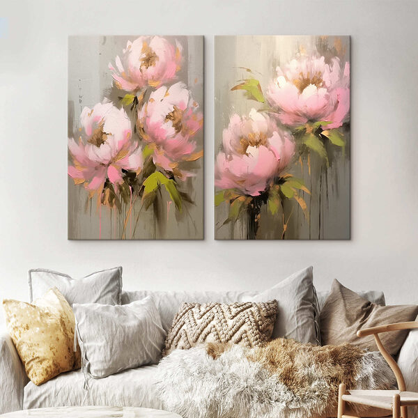 Painting of flowers on a grey background