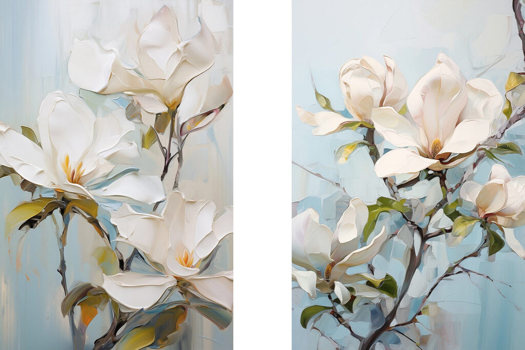 Painting of white flowers Painting of white flowers