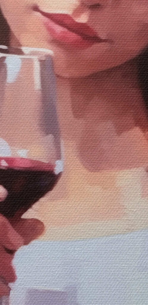 Collage of a woman holding a wine glass