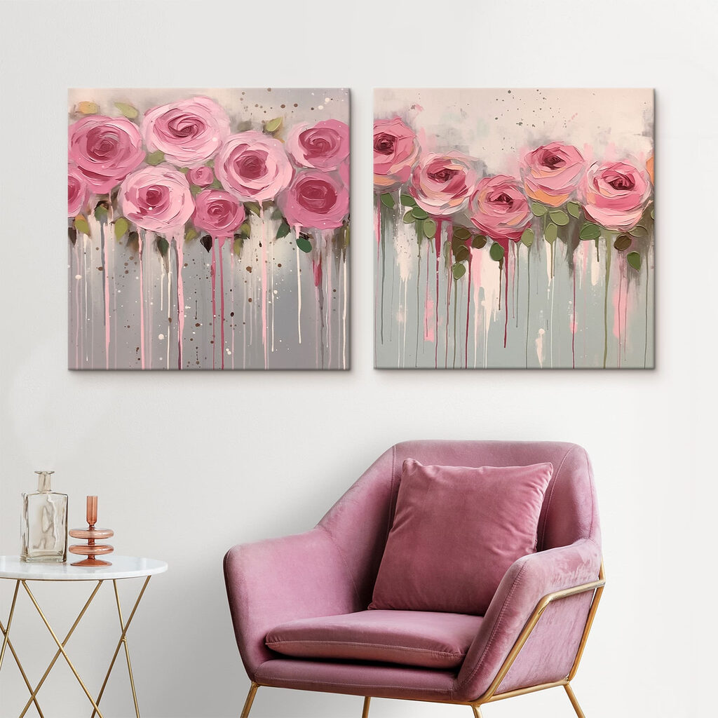 Painting of pink flowers