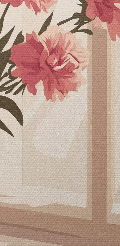 Vase of flowers and a book on a window sill