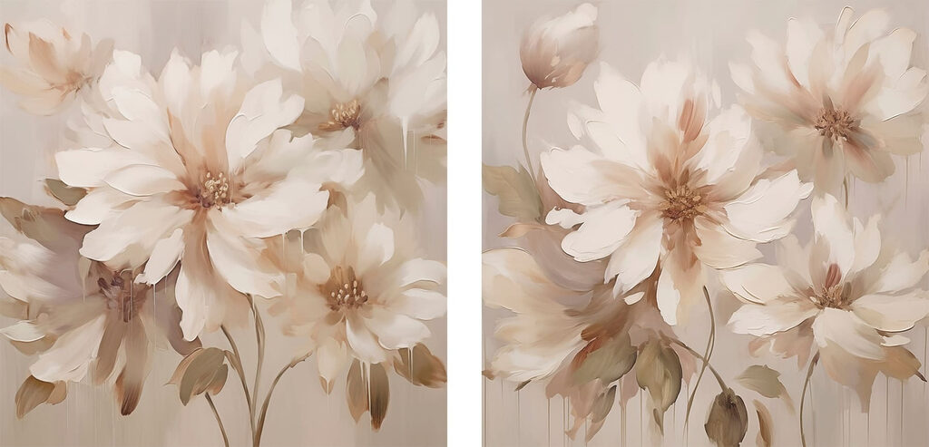 Painting of flowers on a beige background