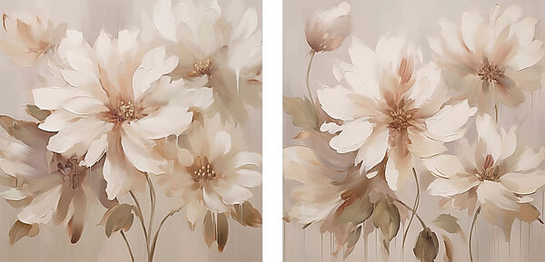 Painting of flowers on a beige background