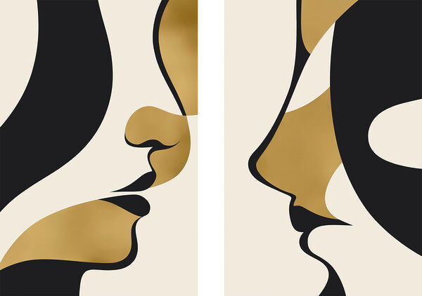Elegant faces in harmonious contrast