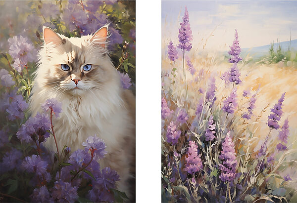 Cat in a field of flowers