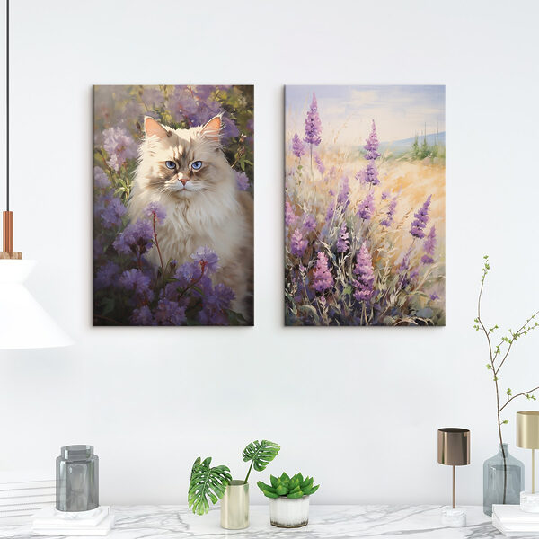 Cat in a field of flowers